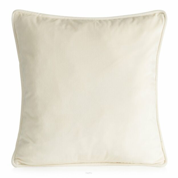 Poszewka welwetowa 45x45 VELVET 147A jednokolorowa kremowa obszyta lamówką