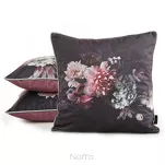 Poszewka welwetowa 45x45 VELVET 137 czarna z designerskim fioletowym wzorem botanicznym - 2