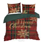 Pościel świąteczna 160x200 ESTRELLA czerwono zielona gwiazdki wzór kraty z bawełny renforce - 4