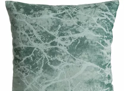 Poszewka welwetowa 45x45 VELVET 73A zielona z przecieranym marmurkowym wzorem
