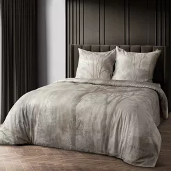 Pościel z makosatyny 160x200 SANNAH Eva Minge brązowa beżowa designerski wzór