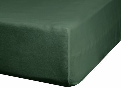 Prześcieradło z satyny bawełnianej z gumką NOVA 3 ciemna zieleń 160x200