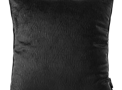 Poszewka welwetowa 40x40 LILI czarna z wytłaczanym falującym wzorem
