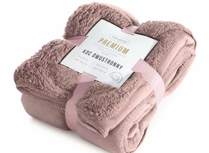 Koc jednokolorowy 170x210 TEDY różowy imitujący buklę