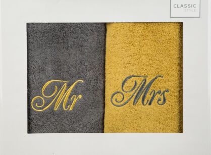 Komplet ręczników  2x50x90 MR MRS stalowe musztardowe
