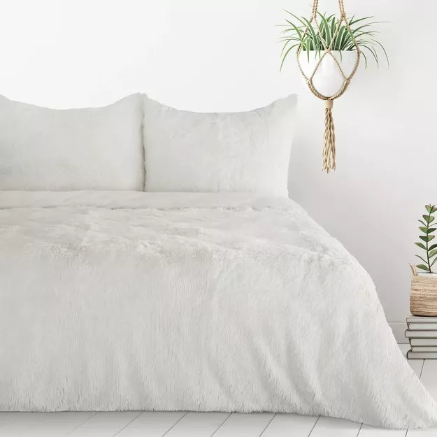 Pościel z mikrowłókna 220x200 TIFFANY kremowa o strukturze futra z kolekcji Design 91