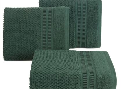 Ręcznik bawełniany 50x90 ROSITA zielony z subtelną bordiurą w delikatne poziome paski