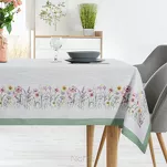 Obrus 140x180 SUMMER 9 naturalny zielony z nadrukowanym wzorem kwiatów polnych - 5