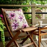 Poszewka na taras 45x45 GARDEN 29 kremowa wodoodporna różowa styl kwiatowy z frędzlami - 3