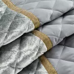 Narzuta welwetowa 220x240 KRISTIN srebrna przeszywana w delikatny wzór z błyszczącą lamówką - 2