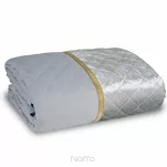 Narzuta welwetowa 220x240 KRISTIN srebrna przeszywana w delikatny wzór z błyszczącą lamówką - 4