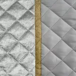 Narzuta welwetowa 220x240 KRISTIN srebrna przeszywana w delikatny wzór z błyszczącą lamówką - 3