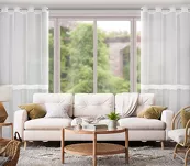 Firana na przelotkach 140x260 SOFI biała zdobiona aplikacją - 8