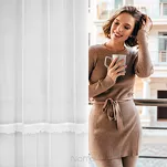 Firana na przelotkach 140x260 SOFI biała zdobiona aplikacją - 9