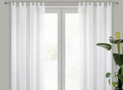 Firana gotowa na szelkach 140x250 LUCY biała z gładkiego woalu