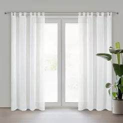 Firana gotowa na szelkach 140x250 LUCY biała z gładkiego woalu