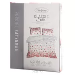 Pościel satynowa 220x200 SPRING 1 biała z wyrazistym wzorem ciemno różowych kwiatów z kolekcji Classic - 2