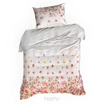 Pościel satynowa 220x200 SPRING 1 biała z wyrazistym wzorem ciemno różowych kwiatów z kolekcji Classic - 4