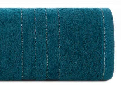 Ręcznik bawełniany 70x140 GALA turkusowy zdobiony bordiurą z błyszczącą nicią