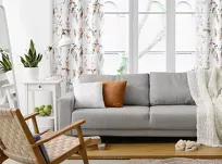 Zasłona na przelotkach 140x250 RIKI biała ruda z etaminy z wzorem botanicznym - 8