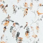 Zasłona na przelotkach 140x250 RIKI biała ruda z etaminy z wzorem botanicznym - 2