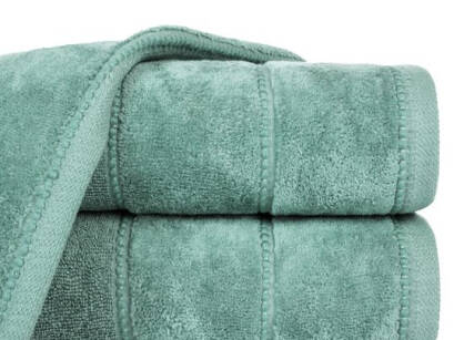 Ręcznik bawełniany 70x140 MARI ciemna zieleń z welurową bordiurą w pasy