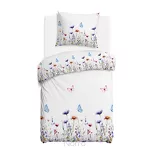 Pościel flanelowa 140x200 31512/1 biała w kolorowe kwiaty - 4