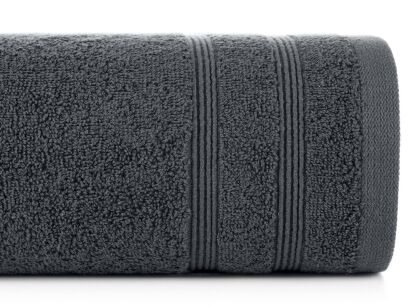 Ręcznik bawełniany 70x140 ALINE grafitowy z wypukłą tkaną bordiurą