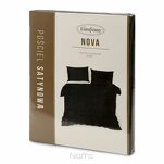 Pościel satynowa 140x200 NOVA 3 jednokolorowa gładka czarna - 6