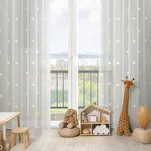 Firana na przelotkach 140x250 ELSA biała zdobiona dziecięcym żółtym haftem - 9