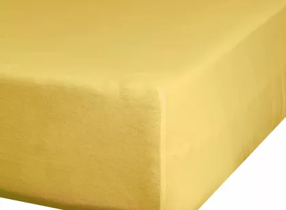 Prześcieradło z bawełny jersey z gumką musztardowe 240x220 Design 91
