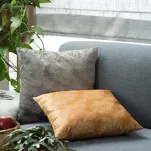 Poszewka welwetowa 45x45 VELVET 74A pomarańczowa ze srebrnym nadrukiem botanicznym - 4