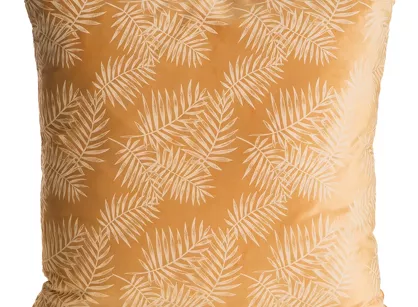 Poszewka welwetowa 45x45 VELVET 74A pomarańczowa ze srebrnym nadrukiem botanicznym