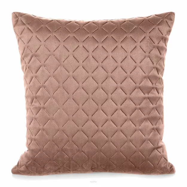 Poszewka welwetowa 40x40 DIMON pudrowa pikowana w geometryczny wzór