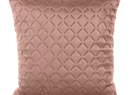 Poszewka welwetowa 40x40 DIMON pudrowa pikowana w geometryczny wzór