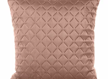 Poszewka welwetowa 40x40 DIMON pudrowa pikowana w geometryczny wzór