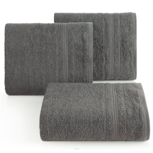 Ręcznik 50x90 ELMA stalowy z delikatną żakardową bordiurą w tonacji ręcznika