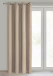 Zasłona gotowa na przelotkach 135x250 LOGAN zaciemniająca beżowa jednokolorowa z półmatowej tkaniny - 7