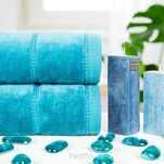 Ręcznik 70x140 MARI miętowy z welurową bordiurą w pasy 500 g/m2 - 7