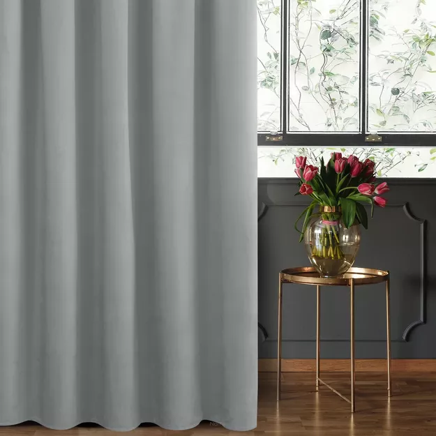 Zasłona gotowa na taśmie 140x270 SIBEL welwetowa Pierre Cardin srebrna jednokolorowa