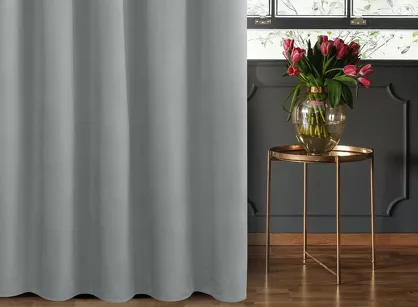 Zasłona gotowa na taśmie 140x270 SIBEL welwetowa Pierre Cardin srebrna jednokolorowa