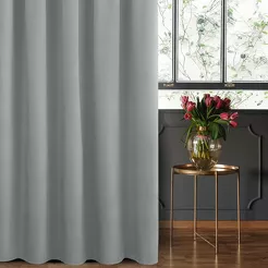 Zasłona gotowa na taśmie 140x270 SIBEL welwetowa Pierre Cardin srebrna jednokolorowa