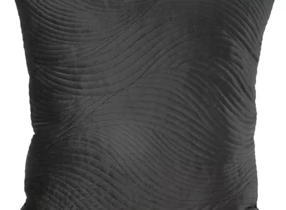 Poszewka welwetowa 45x45 RIA 5 czarna przeszywana grubą nicią zdobiona falującym wzorem