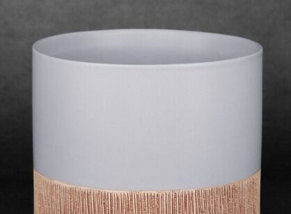 Ceramiczna osłonka na donicę fi 18x15 MILI 2 popielata brązowa dwukolorowa w kształcie walca