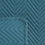 Narzuta jednokolorowa 220x240 LEN 3 niebieska pikowana w gęstą jodełkę imitująca len - 5