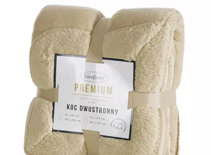 Koc jednokolorowy 200x220 TEDY jasny beż imitujący buklę