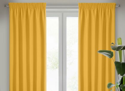Zasłona na taśmie 140x175 RITA jednokolorowa musztardowa z miękkiej tkaniny