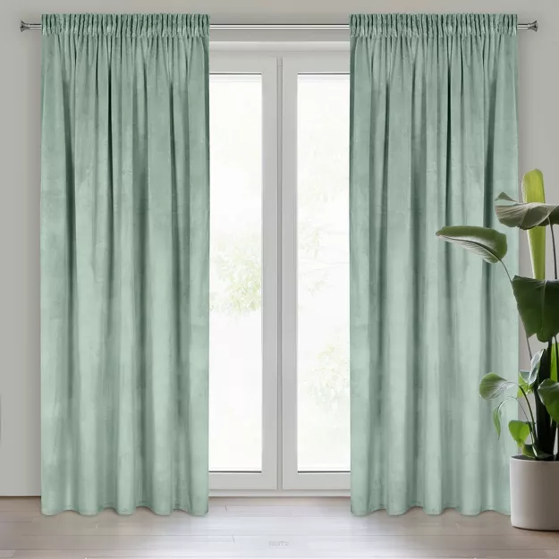 Zasłona gotowa na taśmie 140x270 ROSA welwetowa jasna mięta Design 91