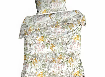Pościel bawełniana 140x200 PAULA biała z wzorem kwiatów polnych z kolekcji Classic Family