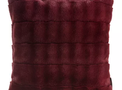 Poszewka futrzana 45x45 RABID bordowa jednokolorowa w drobne prostokąty